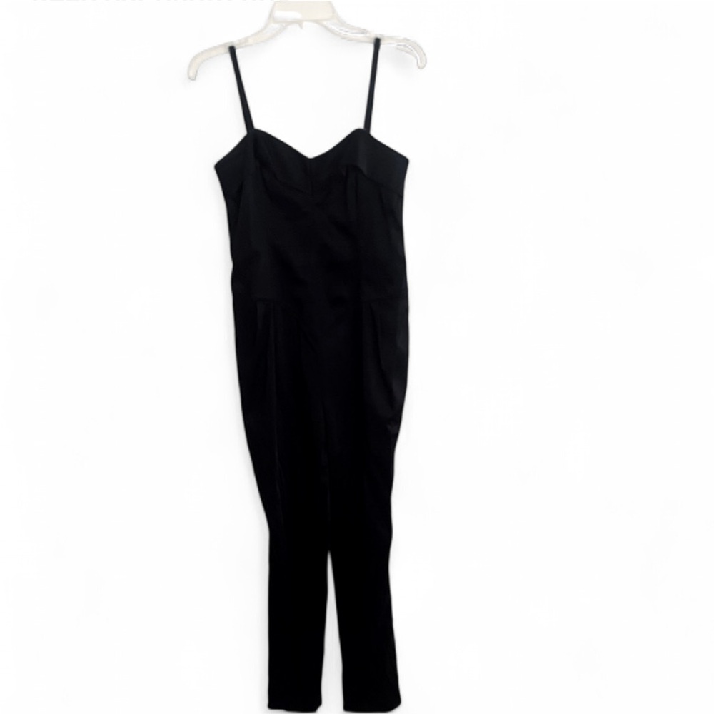 BETSEY JOHNSON EVENING BLACK CORSET SPAGHETTI STRAP JUMPSUIT POCKETS SIZE 10
